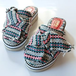 エスペランサ(ESPERANZA)のｴｽﾍﾟﾗﾝｻ 個性的 ｶﾗﾌﾙ刺繍 厚底ﾎﾞｰﾀﾞｰｻﾝﾀﾞﾙ ｽﾎﾟｻﾝ(サンダル)