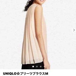 ユニクロ(UNIQLO)の新品ユニクロ■シフォンプリーツブラウス　M  ライトグレー(シャツ/ブラウス(半袖/袖なし))