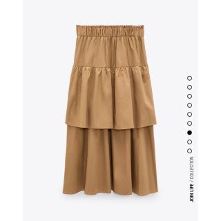 ザラ(ZARA)の新品　ZARA フリル付きポプリンスカート(ロングスカート)