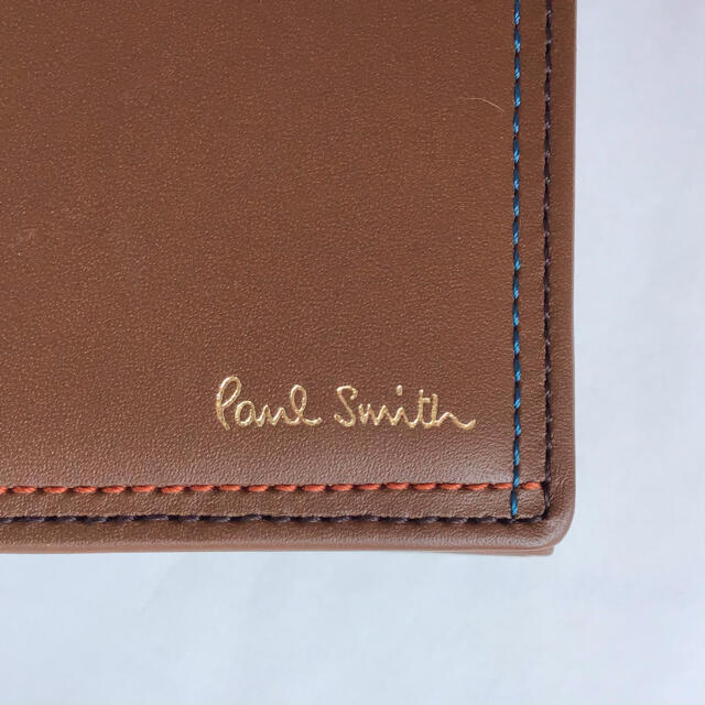 Paul Smith(ポールスミス)のポールスミス ブライトストライプステッチ２つ折り財布 新品 キャメル メンズのファッション小物(折り財布)の商品写真