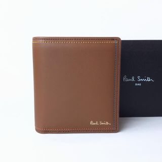 ポールスミス(Paul Smith)のポールスミス ブライトストライプステッチ２つ折り財布 新品 キャメル(折り財布)