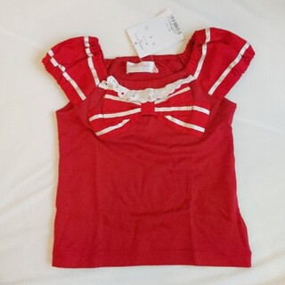 シャーリーテンプル(Shirley Temple)のシャーリーテンプル 赤 リボン 半袖 トップス 100(Tシャツ/カットソー)
