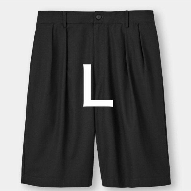 GU(ジーユー)の大型店限定 GU スーパーワイドハーフパンツ 黒 ブラックBLACK L +J メンズのパンツ(ショートパンツ)の商品写真