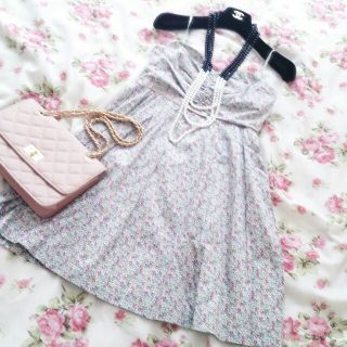 ジルスチュアート(JILLSTUART)のジル＊小花柄大人sweetリボンワンピ＊(ミニワンピース)