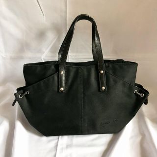 アニエスベー(agnes b.)の【極美品】アニエスベー　トートバッグ　ハンドバッグ　コットン　ブラック(ハンドバッグ)