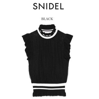 スナイデル(SNIDEL)のSNIDEL チュールドッキングハイネックニットプルオーバー 美品(カットソー(半袖/袖なし))