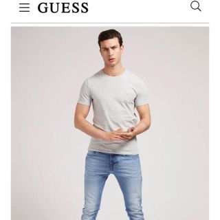 ゲス(GUESS)の新品未使用！GUESS ゲスオーガニックコットンTシャツ　グレーM(Tシャツ/カットソー(半袖/袖なし))