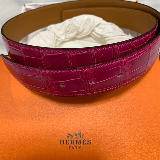 新品未使用　HERMES エルメス　クロコベルト　フューシャピンク85