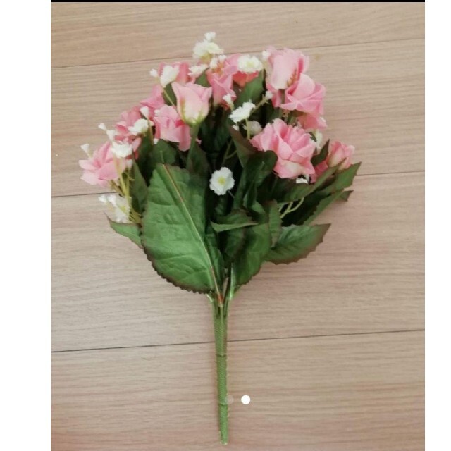 造花　ピンクローズ&小花ブーケ ハンドメイドのウェディング(ブーケ)の商品写真