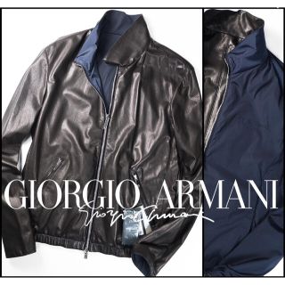 ジョルジオアルマーニ(Giorgio Armani)のむささび様2点ジョルジオアルマーニナッパレザーリバーシブルロゴブルゾン&パンツ(レザージャケット)