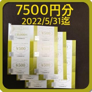 (7500円分) JR九州グループ株主優待券 500円券×15枚 ～2022.5(ショッピング)