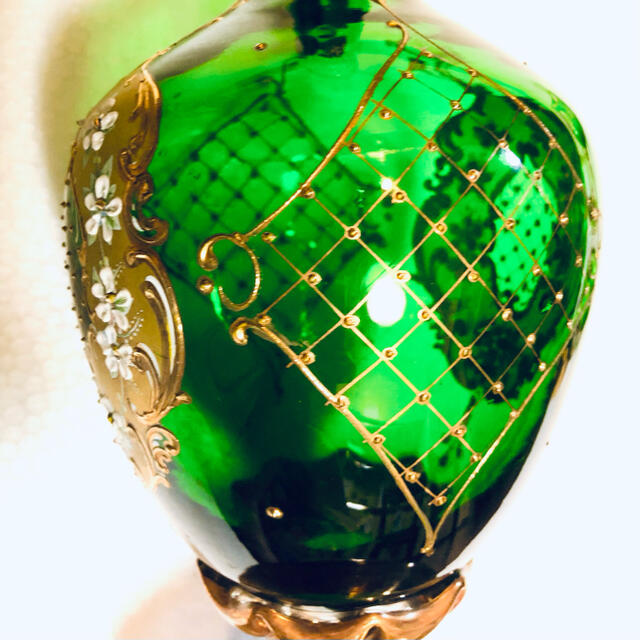 金彩緑クリスタルガラス　ワインデカンタセット