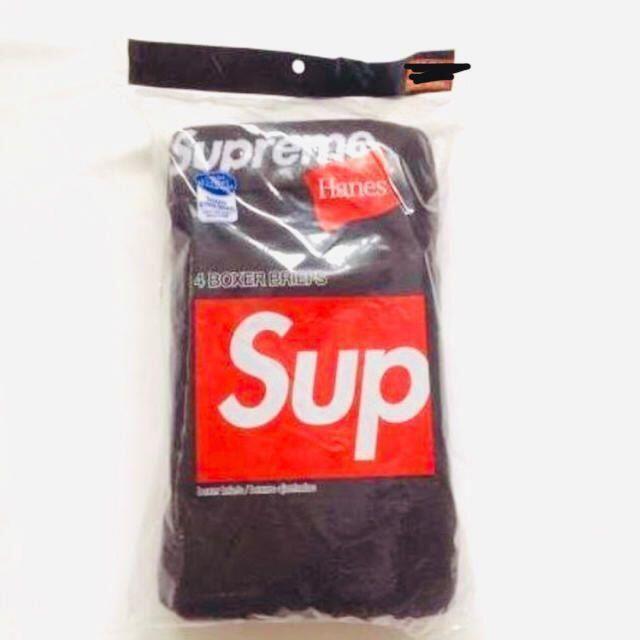 S)Supreme Hanes Boxer Briefs4枚組セット黒アンダーウェア