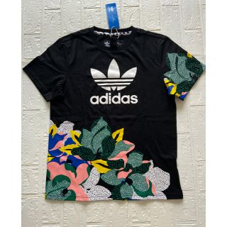 アディダス(adidas)のアディダス　adidas originals TシャツS花柄　黒　トレフォイル(Tシャツ(半袖/袖なし))