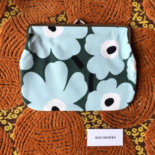 マリメッコ(marimekko)の新品　マリメッコ　ポーチ　がま口　グリーン ウニッコ(ポーチ)