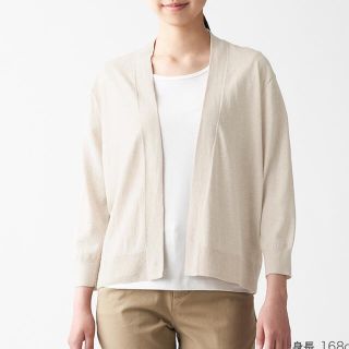 ムジルシリョウヒン(MUJI (無印良品))の新品未使用　ＵＶカット強撚ショートカーディガンL(カーディガン)