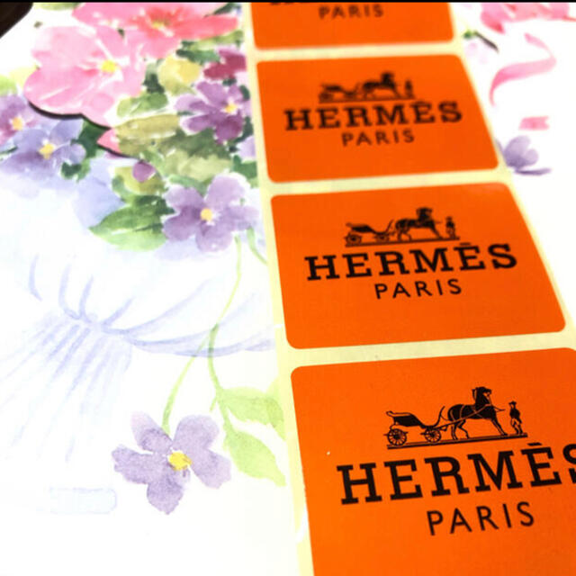 Hermes(エルメス)のエルメス ラッピング用シール 5枚 オレンジ 非売品 ステッカー 正規品 インテリア/住まい/日用品のオフィス用品(ラッピング/包装)の商品写真