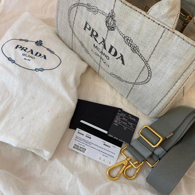 PRADA - PRADA カナパ デニム生地 グレー BIANCO Sサイズの通販 by c's ...