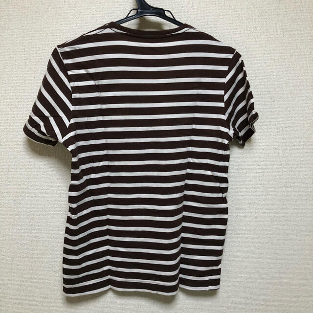 GU(ジーユー)のGU ブラウン 茶色 ボーダー 半袖Tシャツ メンズのトップス(Tシャツ/カットソー(半袖/袖なし))の商品写真