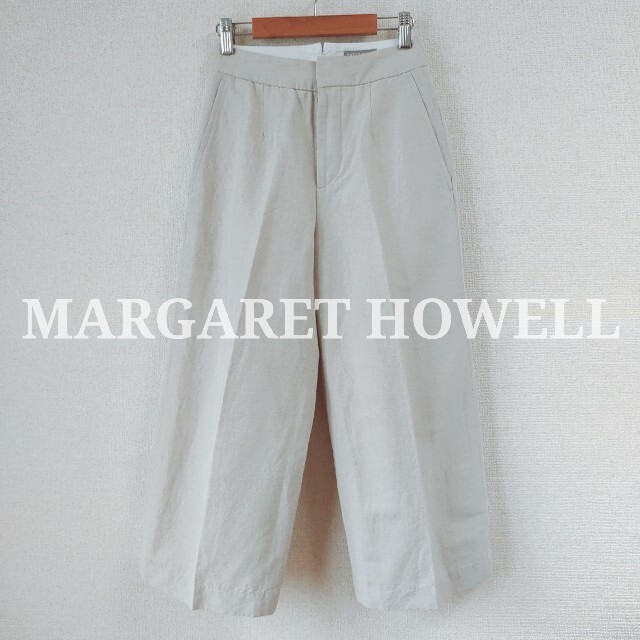 美品】MARGARET HOWELL 18ss リネン トラウザーズ 白系 - クロップドパンツ