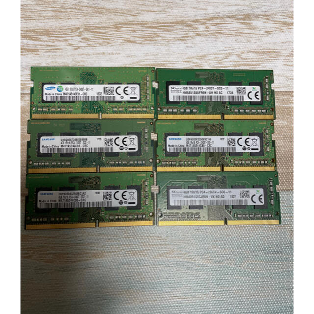 スマホ/家電/カメラDDR4 メモリー ノートパソコン用 まとめ売り 4GB×6枚