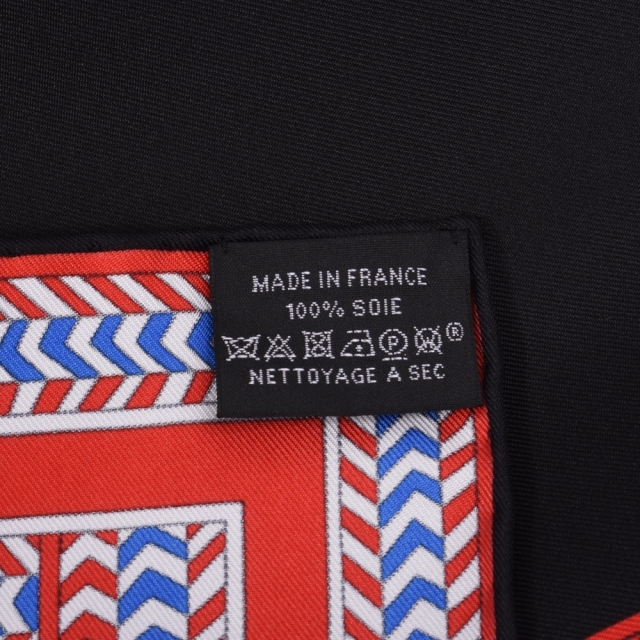 エルメス  カレ90 スカーフ 黒/赤 6