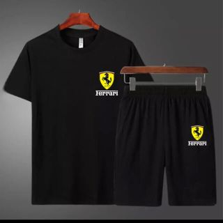 フェラーリ(Ferrari)の【新品未使用】Ferrari(フェラーリ)★半袖/ハーフパンツ上下セット★黒M★(Tシャツ/カットソー(半袖/袖なし))