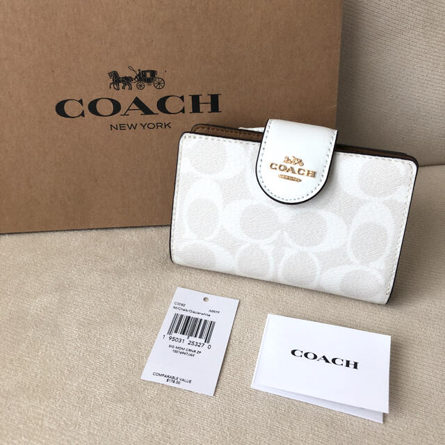 2021年春夏新作★新品 COACH コーチ 二つ折り財布 グレイシャーホワイトレディース