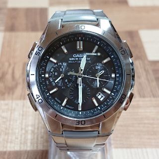 カシオ(CASIO)の美品【CASIO／WAVECEPTOR】電波ソーラー クロノグラフ メンズ腕時計(腕時計(アナログ))