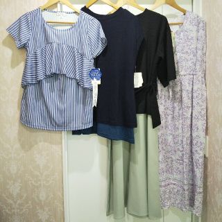 ニシマツヤ(西松屋)のバースデー 西松屋チェーン マタニティ兼授乳服クール半袖トップス2枚とワンピース(マタニティワンピース)