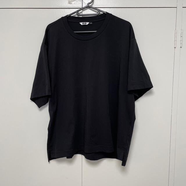 UNIQLO(ユニクロ)のユニクロ　エアリズムコットンオーバークルーネックT　黒 レディースのトップス(Tシャツ(半袖/袖なし))の商品写真