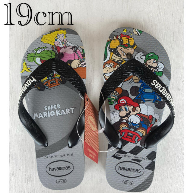 havaianas(ハワイアナス)の新品　スーパーマリオ　ハワイアナス　サンダル　ビーチサンダル　19cm キッズ/ベビー/マタニティのキッズ靴/シューズ(15cm~)(サンダル)の商品写真