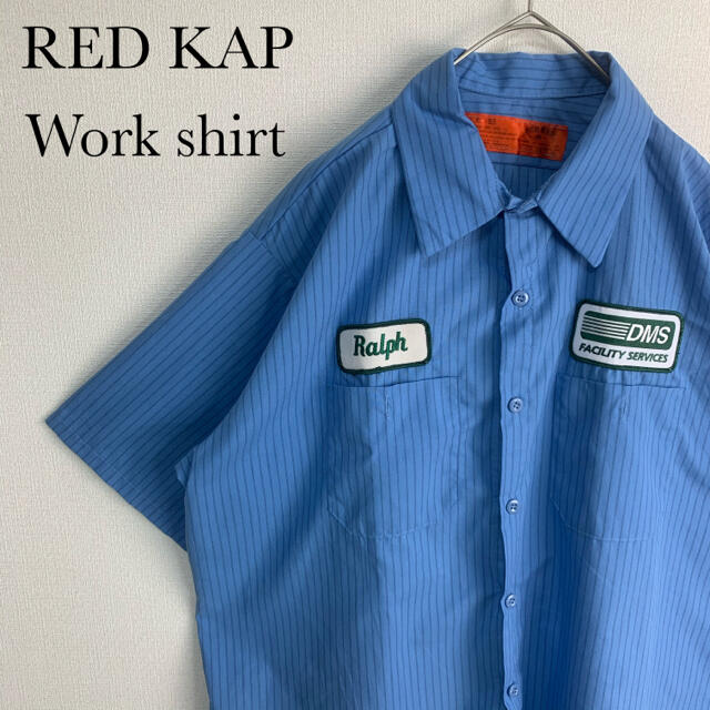 US ビンテージ  レッドキャップ ワッペン 刺繍 半袖 ワークシャツ XL