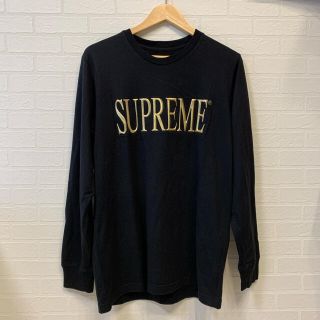 シュプリーム(Supreme)のsupreme gold logo L/S TEE Mサイズ　黒(Tシャツ/カットソー(七分/長袖))