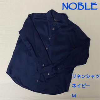 ノーブル(Noble)のNOBLE ノーブル 定番 リネンシャツ ネイビー サイズ38 手洗い可(シャツ/ブラウス(長袖/七分))