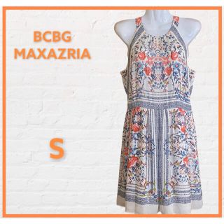 ビーシービージーマックスアズリア(BCBGMAXAZRIA)の☆美品☆ BCBG MAXAZRIA 花柄ワンピース　チュニック　ノースリーブ(ひざ丈ワンピース)