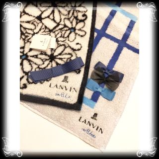 ランバンオンブルー(LANVIN en Bleu)の②　新品　LANVIN en Blue　リボン タオル ハンカチ　2枚　ランバン(ハンカチ)