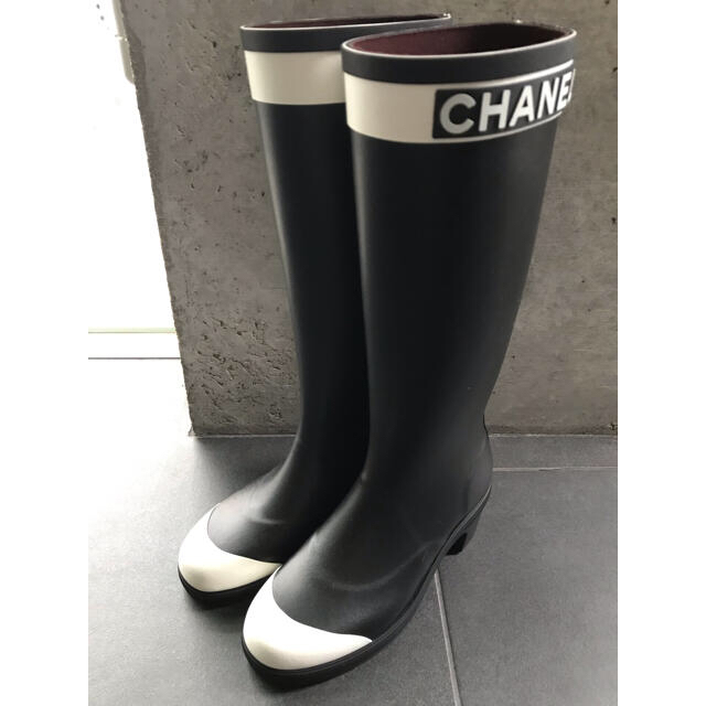 CHANEL レインブーツ　ロングブーツ　長靴　38