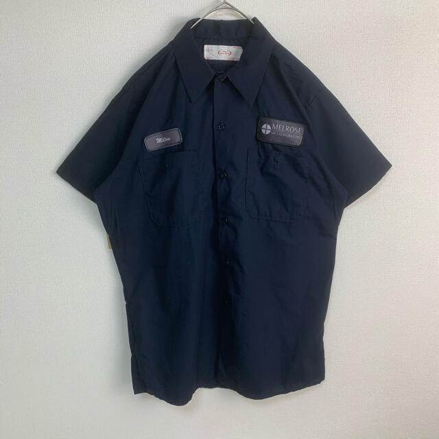 USA製 ビンテージ 古着 企業 ワッペン 刺繍 ロゴ 半袖 ワークシャツ L メンズのトップス(シャツ)の商品写真