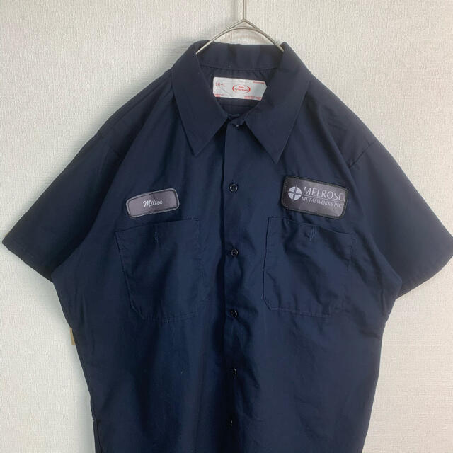 USA製 ビンテージ 古着 企業 ワッペン 刺繍 ロゴ 半袖 ワークシャツ L メンズのトップス(シャツ)の商品写真