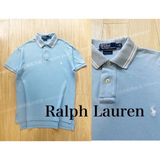 ポロラルフローレン(POLO RALPH LAUREN)のポロ ラルフローレン ライン入り半袖ポロシャツ ライトブルー(ポロシャツ)