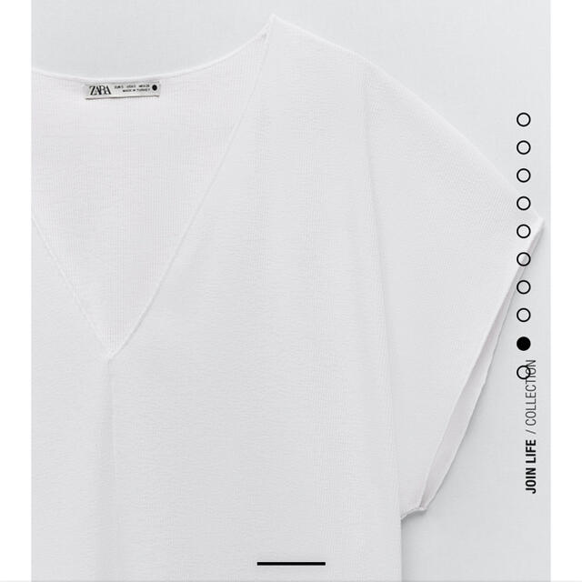 ZARA(ザラ)のZARA リブ編みTシャツ レディースのトップス(Tシャツ(半袖/袖なし))の商品写真