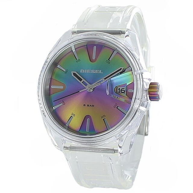 ディーゼル メンズ 腕時計 男性 プレゼント レインボー 虹色 透明 クリア