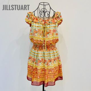 ジルスチュアート(JILLSTUART)の【JILL STUART】花柄ワンピース　ミニ丈　パフスリーブ　Sサイズ(ミニワンピース)