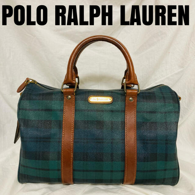 POLO RALPH LAUREN(ポロラルフローレン)のポロラルフローレン　ミニボストンバック　PVC　チェック　ロゴチャーム　ブラシ付 レディースのバッグ(ボストンバッグ)の商品写真