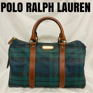 ポロラルフローレン(POLO RALPH LAUREN)のポロラルフローレン　ミニボストンバック　PVC　チェック　ロゴチャーム　ブラシ付(ボストンバッグ)