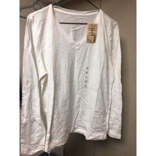 ムジルシリョウヒン(MUJI (無印良品))のVネック長袖Tシャツ　白　無印(Tシャツ(長袖/七分))