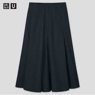 ユニクロ(UNIQLO)のUNIQLO コットンツイルフレアスカート　ブラック55(ロングスカート)