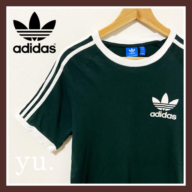 【 adidas 】古着 トレフォイル リンガーTシャツ 緑 アディダス L | フリマアプリ ラクマ