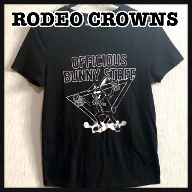 RODEO CROWNS(ロデオクラウンズ)のRODEO CROWNS ロデオクラウンズ 黒 パックプリント Tシャツ  レディースのトップス(Tシャツ(半袖/袖なし))の商品写真